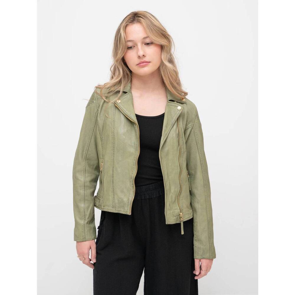 NEW MAURITIUS raizel leather jacket in sage